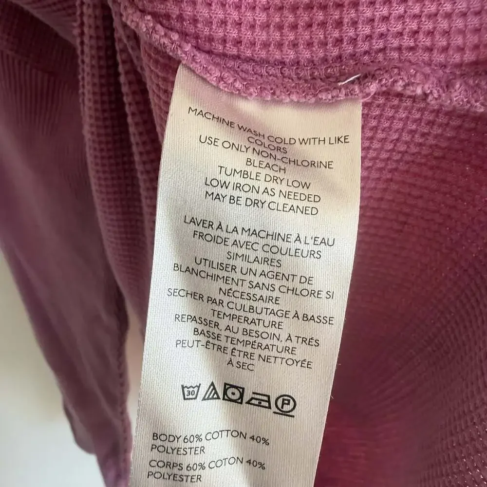Pilcro Anthropologie Waffle Knit V Neck Thermal Top Plus 1X Mauve Pink Oversized
